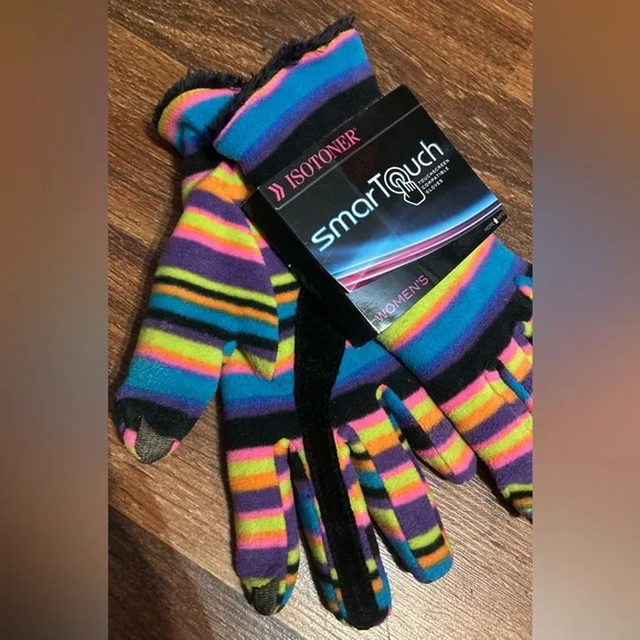 Isotoner Women's Multicolor Striped SmartTouch Gloves - Picture 3 of 5